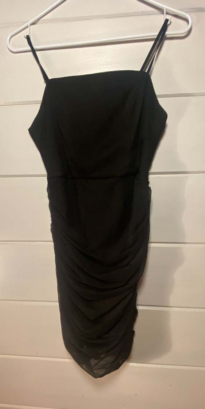 Chic ,Crystal Sky Black Ruched Dress Size M